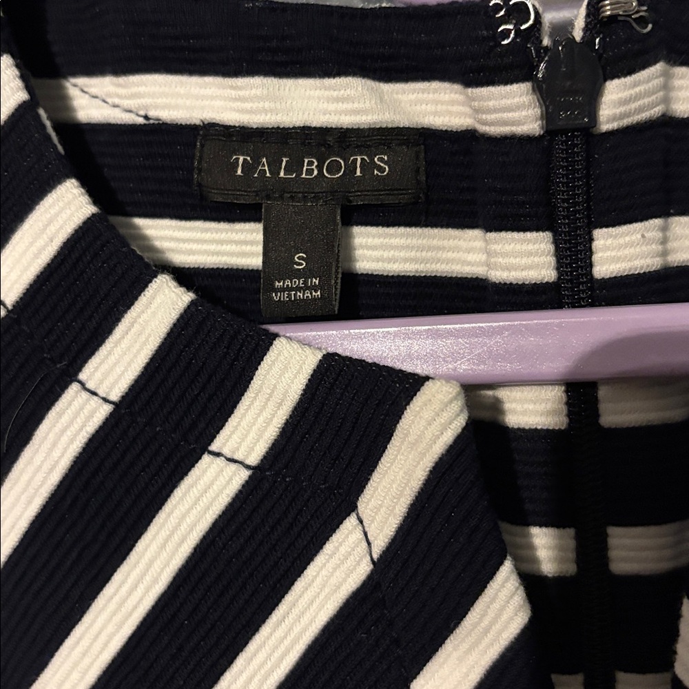 Talbots Navy and White Chevron Dress - Picture 3 of 4